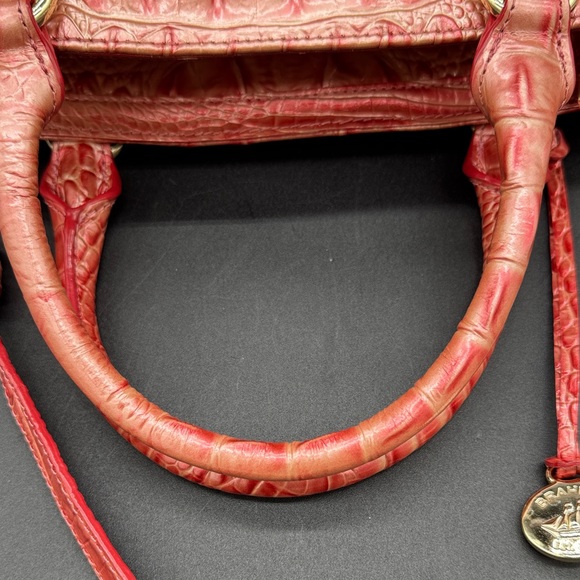 Brahmin Metallic Coral Pink Embossed Shoulder Bag - Picture 10 of 11